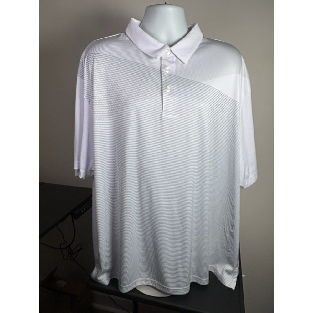 Ben Hogan Polo Shirt Mens 3XL White, Gray Stripes,  Golf Performance Shirt - Picture 2 of 8